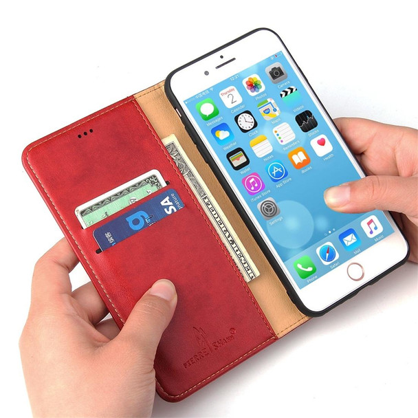 Dermis Texture PU Horizontal Flip Leatherette Case for iPhone 7 Plus / 8 Plus, with Holder & Card Slots & Wallet(Red)