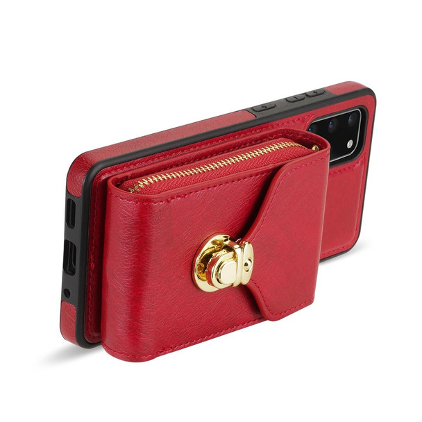 For Samsung Galaxy S20+ Zipper Hardware Card Wallet Phone Case(Red)
