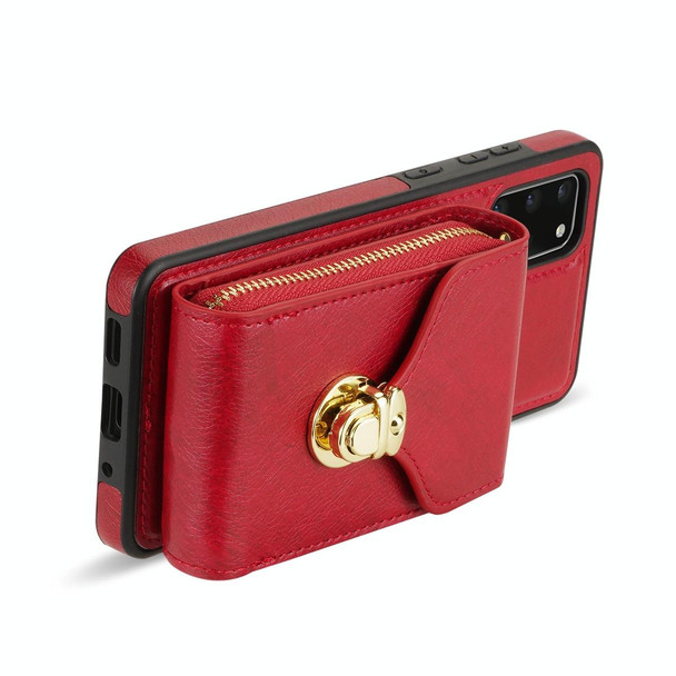 For Samsung Galaxy S20 FE Zipper Hardware Card Wallet Phone Case(Red)