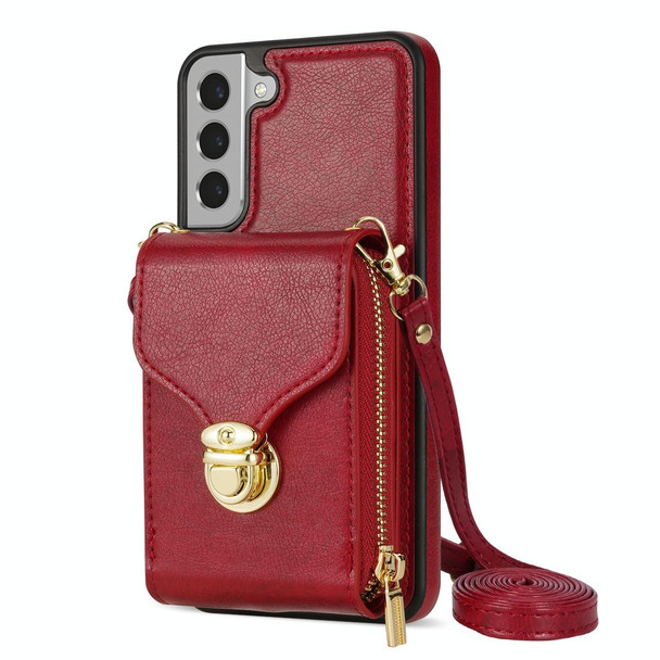 For Samsung Galaxy S21+ 5G Zipper Hardware Card Wallet Phone Case(Red)