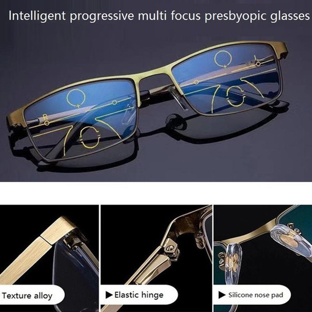 Progressive Multifocal Presbyopic Glasses Anti-blue Light Mobile Phone Glasses, Degree: +350(Wine Red)