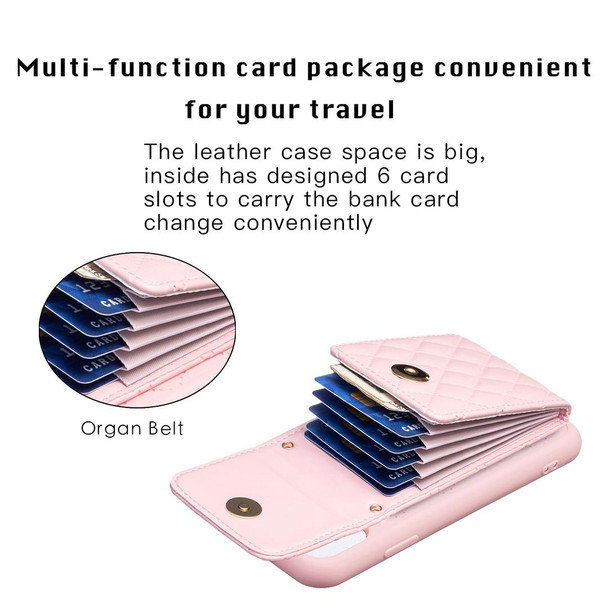 For iPhone XR Vertical Wallet Rhombic Leatherette Phone Case(Pink)