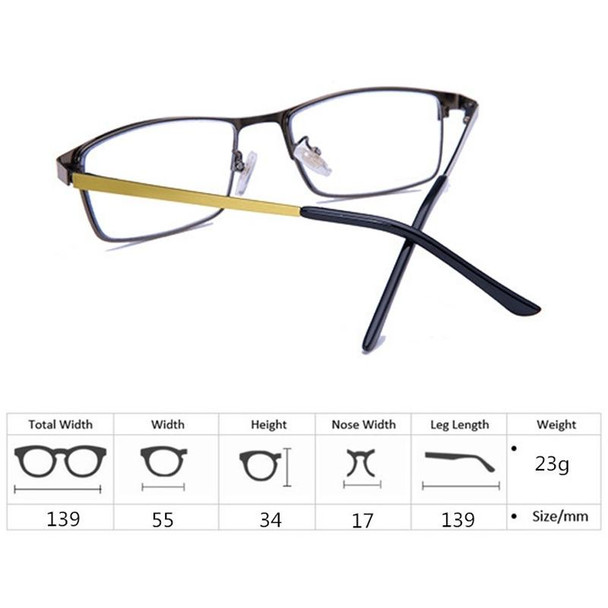 Progressive Multifocal Presbyopic Glasses Anti-blue Light Mobile Phone Glasses, Degree: +250(Gold)