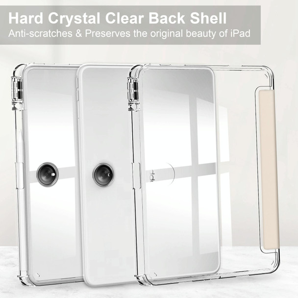 For OnePlus Pad 3-Fold Clear Back Cover Leatherette Smart Tablet Case(Apricot)