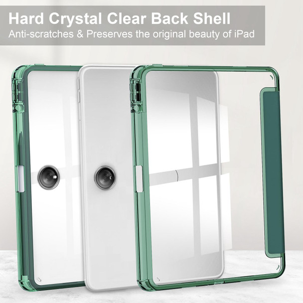 For OPPO Pad 2 3-Fold Clear Back Cover Leatherette Smart Tablet Case(Dark Green)