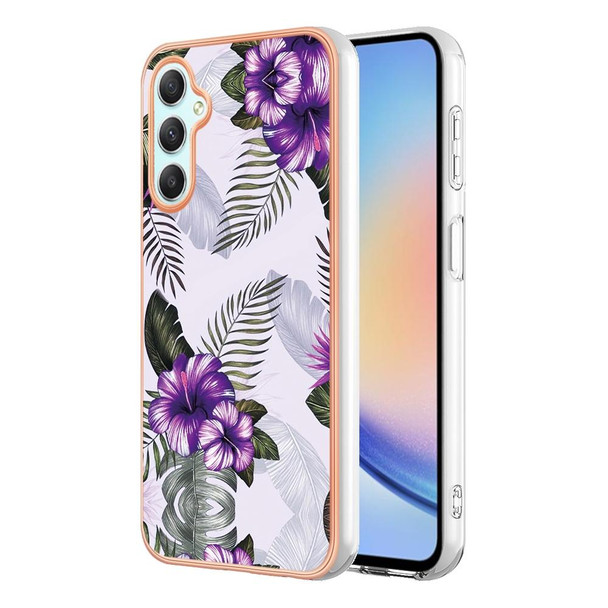 For Samsung Galaxy A24 Electroplating IMD TPU Phone Case(Purple Flower)