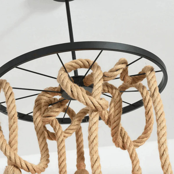 Nu Home Iron Hemp Rope Chandelier