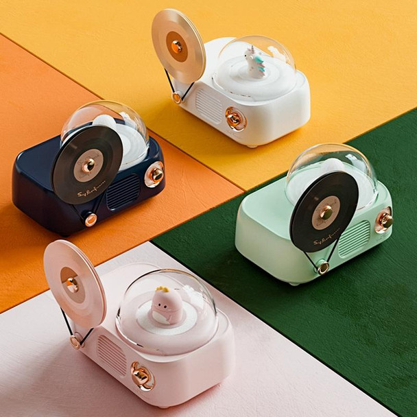 Y02 Retro Vinyl Record Player Wireless Bluetooth Speaker Ambient Light Aromatherapy Bluetooth Audio(White)