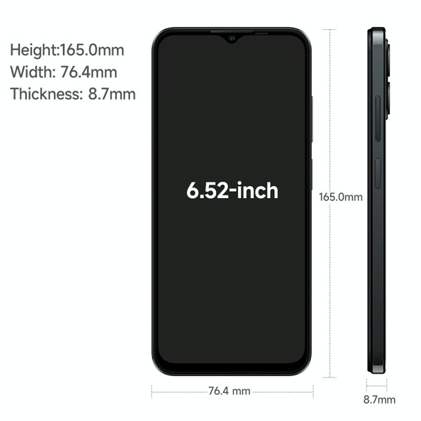 Ulefone Note 16 Pro, 8GB+128GB, Dual Back Cameras, Face ID & Side Fingerprint Identification, 4400mAh Battery, 6.52 inch Android 13 Unisoc T606 OctaCore up to 1.6GHz, Network: 4G, Dual SIM, OTG (Blac