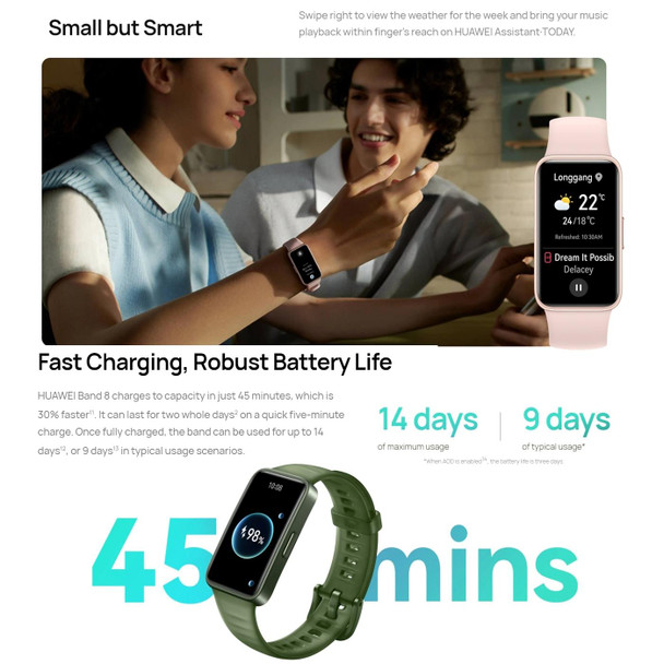 HUAWEI Band 8 Standard 1.47 inch AMOLED Smart Watch, Support Heart Rate / Blood Pressure / Blood Oxygen / Sleep Monitoring(Emerald)