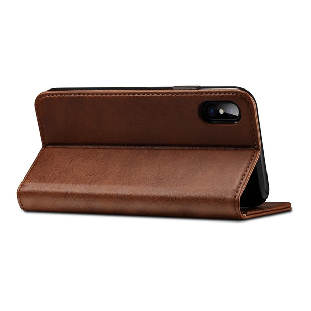 Suteni Calf Texture Horizontal Flip Leather Case for iPhone X / XS, with Holder & Card Slots & Wallet(Coffee)