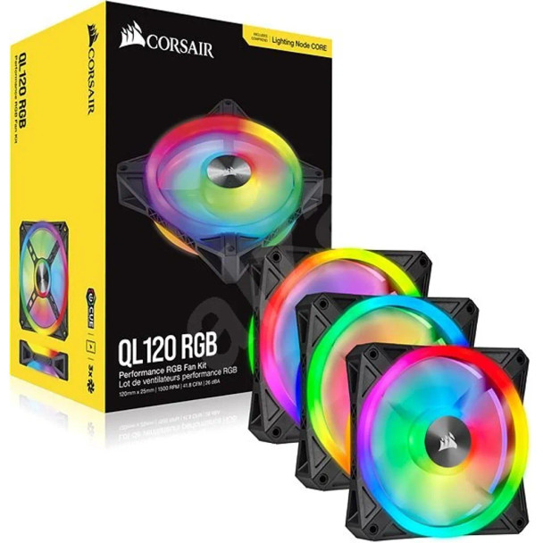 iCUE QL120 RGB 120mm PWM Triple Fan with Lighting Node CORE