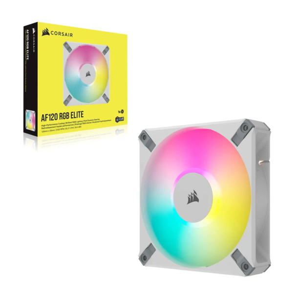 CORSAIR AF ELITE Series; AF120 RGB ELITE WHITE; 120mm Fluid Dynamic RGB Fan with AirGuide; Single Pack