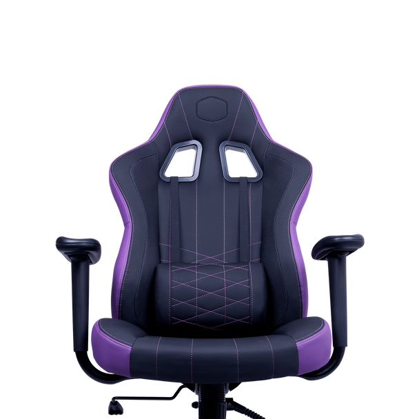 Cooler Master E1 Gaming Chair; Ergonomic design; Head and Lumbar pillow; Purple and black