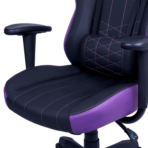 Cooler Master E1 Gaming Chair; Ergonomic design; Head and Lumbar pillow; Purple and black