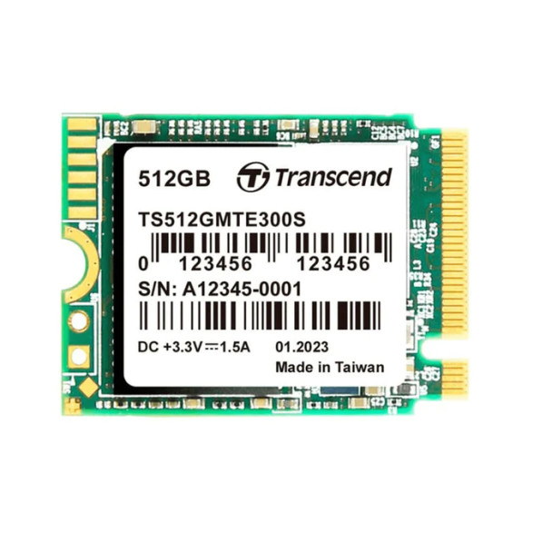 Transcend 512GB MTE300S M.2 NVME GEN 3X4 2230 SSD -DRAM LESS 3D TLC