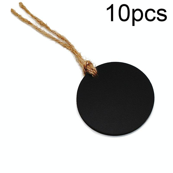 10pcs/Set Mini Hanging Wooden Message Board Home Holiday Decor Lanyard Chalkboard(Circular)