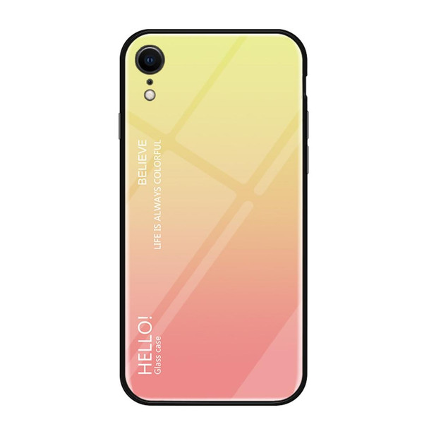 Gradient Color Glass Case for iPhone XR (Yellow)