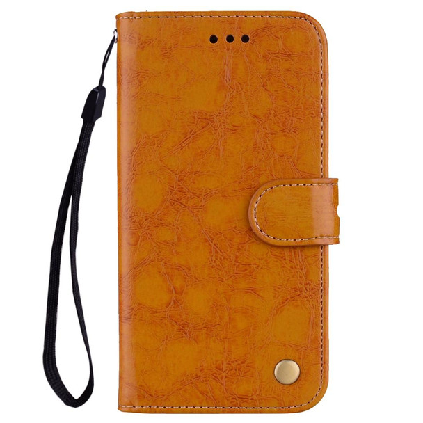 Business Style Oil Wax Texture Horizontal Flip Leatherette Case for iPhone XR, with Holder & Card Slots & Wallet (Yellow)