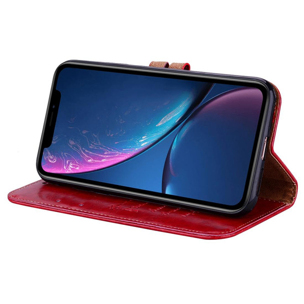 Business Style Oil Wax Texture Horizontal Flip Leatherette Case for iPhone XR, with Holder & Card Slots & Wallet (Red)