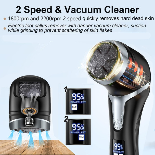 JD-510 Rechargeable Electric Foot Callus Remover with Vacuum Cleaner Black