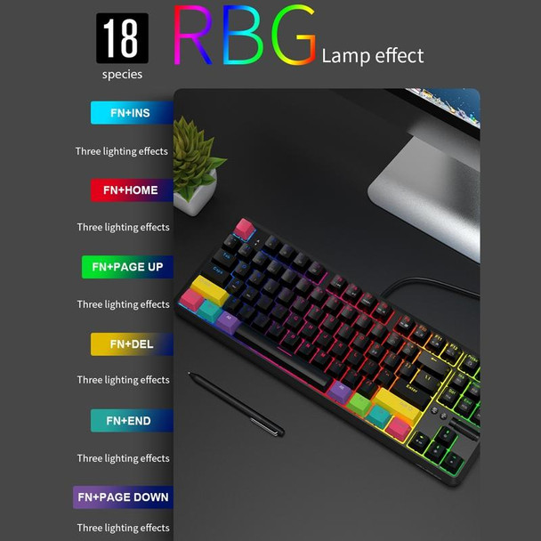 Ajazz K870T 87-Key Hot Swap Bluetooth/Wired Dual Mode RGB Backlight Office Game Mechanical Keyboard Tea Shaft (White)