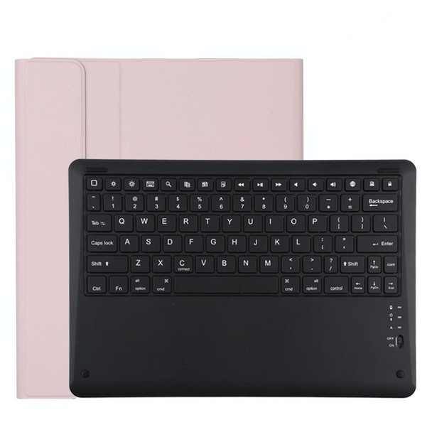T129 Detachable Bluetooth Black Keyboard Microfiber Leather Tablet Case for iPad Pro 12.9 inch (2020), with Holder (Pink)