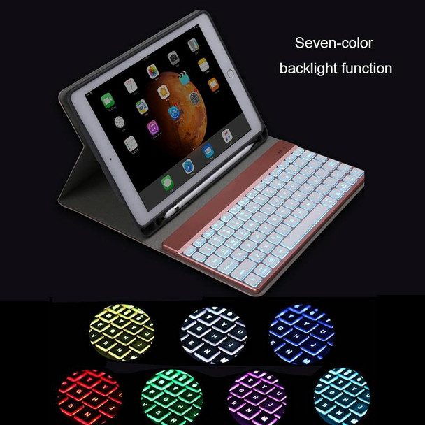 508A Detachable Bluetooth Keyboard + Horizontal Flip Leatherette Tablet Case with Holder & Colorful Backlight for iPad Pro 9.7 inch, iPad Air, iPad Air 2, iPad 9.7 inch (2017), iPad 9.7 inch (2018)(Champagne Gold)