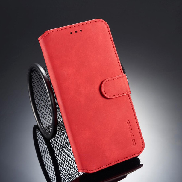 DG.MING Retro Oil Side Horizontal Flip Case for iPhone XS Max, with Holder & Card Slots & Wallet (Red)