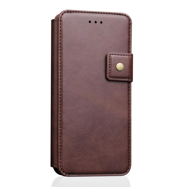 Cowhide Texture Magnetic Absorption Detachable Horizontal Flip Leatherette Case for iPhone XS Max, with Holder & Card Slots & Wallet (Coffee)