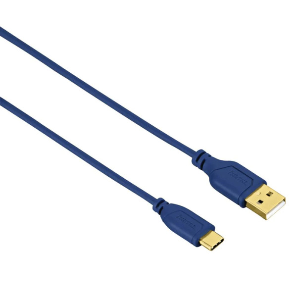 Hama USB-C Cable Flexi-Slim Blue USB2.0 0.75m