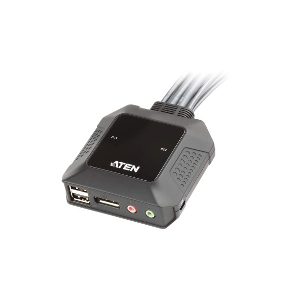 ATEN 2-Port USB Display Port Cable KVM Switch With Remote Port Selector