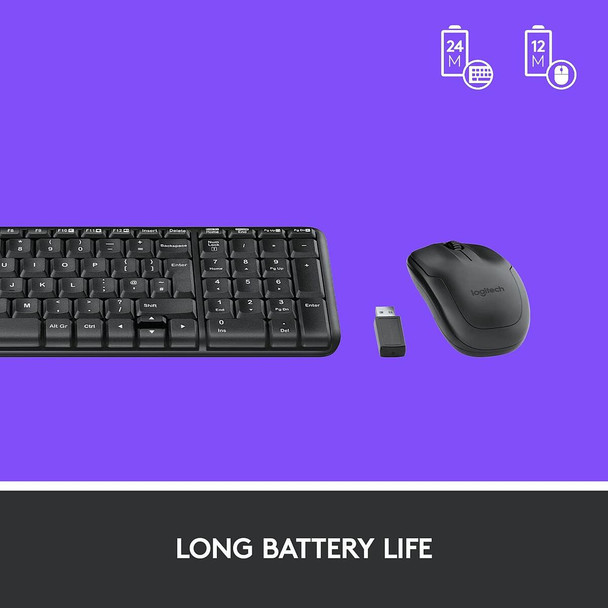Logitech MK220 Wireless Keyboard And Mouse Combo, Black