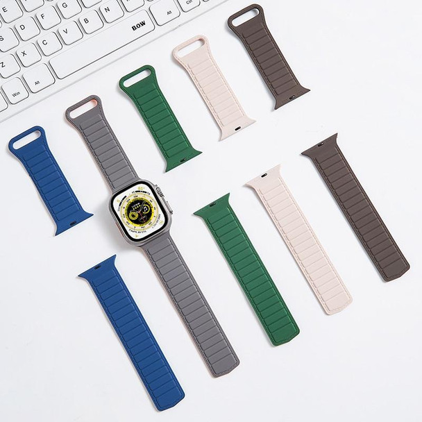 For Apple Watch 7 45mm Loop Magnetic Silicone Watch Band(Green)