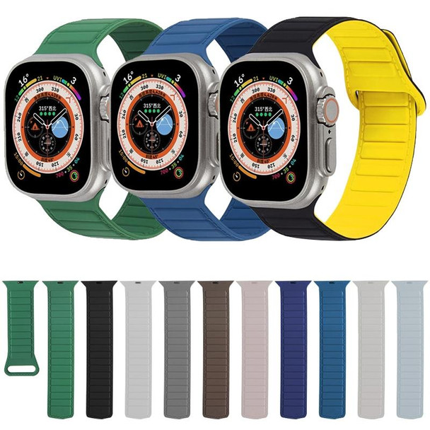 For Apple Watch 42mm Loop Magnetic Silicone Watch Band(Black Orange)