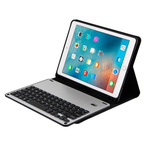 FT-1038E Detachable Bluetooth 3.0 Aluminum Alloy Keyboard + Lambskin Texture Leather Tablet Case for iPad Air / Air 2 / iPad Pro 9.7 inch, with Pen Slot / Water Repellent / Three-gear Angle Adjustment / Magnetic / Sleep Function (Blue)