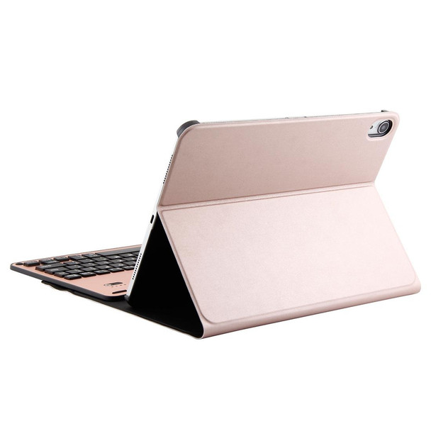 1139B Detachable Bluetooth 3.0 Aluminum Alloy Keyboard + Lambskin Texture Leatherette Tablet Case for iPad Pro 11 inch (2018), with Three-gear Adjustment / Magnetic / Sleep Function (Pink)