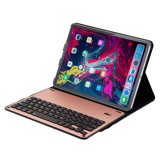 1139B Detachable Bluetooth 3.0 Aluminum Alloy Keyboard + Lambskin Texture Leatherette Tablet Case for iPad Pro 11 inch (2018), with Three-gear Adjustment / Magnetic / Sleep Function (Pink)