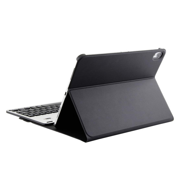 1139B Detachable Bluetooth 3.0 Aluminum Alloy Keyboard + Lambskin Texture Leatherette Tablet Case for iPad Pro 11 inch (2018), with Three-gear Adjustment / Magnetic / Sleep Function (Black Silver)