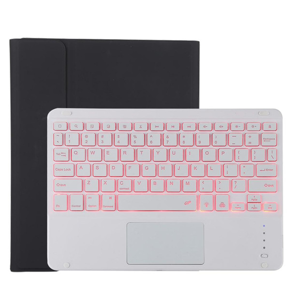TG11BCS Detachable Bluetooth White Keyboard Microfiber Leather Tablet Case for iPad Pro 11 inch (2020), with Backlight & Touchpad & Pen Slot & Holder (Black)