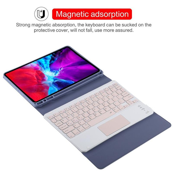 TG11BC Detachable Bluetooth Pink Keyboard Microfiber Leather Tablet Case for iPad Pro 11 inch (2020), with Touchpad & Pen Slot & Holder (Purple)