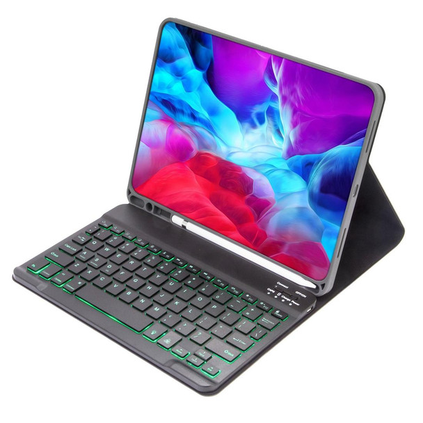 X-11BS Skin Plain Texture Detachable Bluetooth Keyboard Tablet Case for iPad Pro 11 inch 2020 / 2018, with Pen Slot & Backlight (Dark Green)