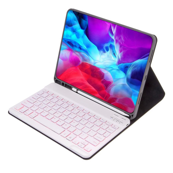 X-11BS Skin Plain Texture Detachable Bluetooth Keyboard Tablet Case for iPad Pro 11 inch 2020 / 2018, with Pen Slot & Backlight (Pink)