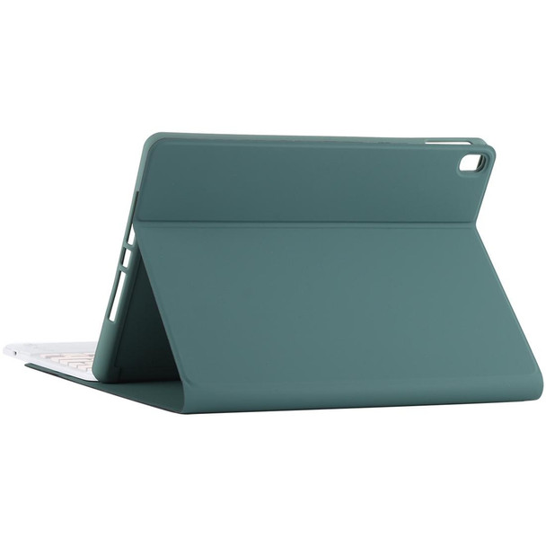 TG-102BC Detachable Bluetooth Pink Keyboard + Microfiber Leather Tablet Case for iPad 10.2 inch / iPad Air (2019), with Touch Pad & Pen Slot & Holder(Dark Green)
