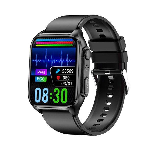 TK12 1.96 inch IP67 Waterproof Silicone Band Smart Watch Supports ECG / Remote Families Care / Bluetooth Call / Body Temperature Monitoring(Black)