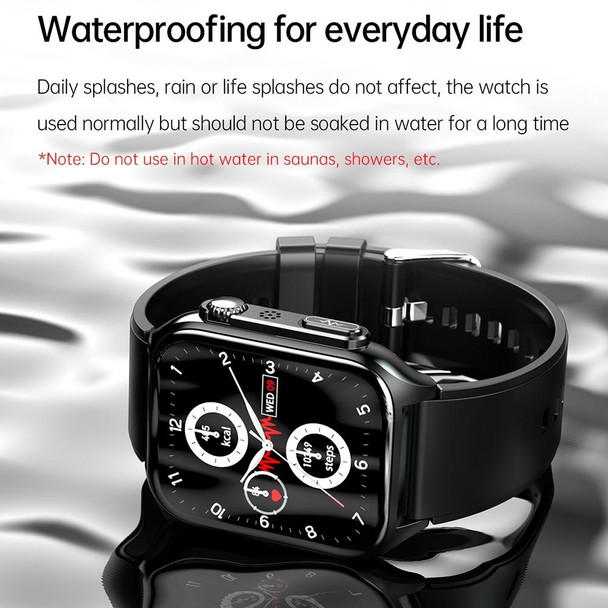 TK12 1.96 inch IP67 Waterproof Leather Band Smart Watch Supports ECG / Remote Families Care / Bluetooth Call / Body Temperature Monitoring(Black)