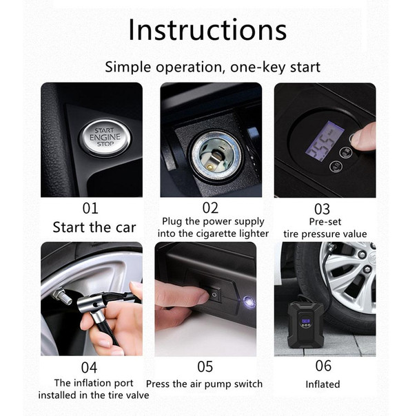 SUITU  ST-818  DC 12V Wired Car Air Pump Tire Inflator With LED Lighting Pointer Model 