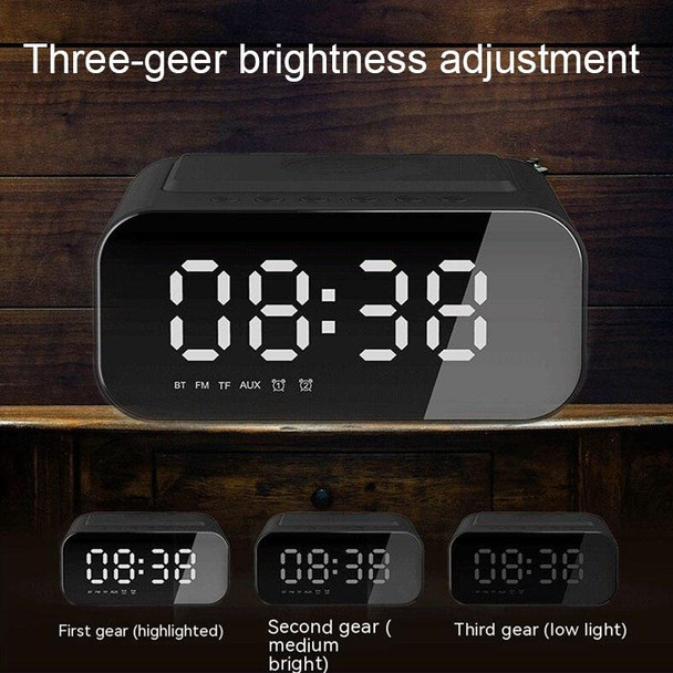 BT510 15W LED Clock Wireless Charging Bluetooth Speaker Multifunctional Smart Mirror Alarm Clock Audio(Iron Black)