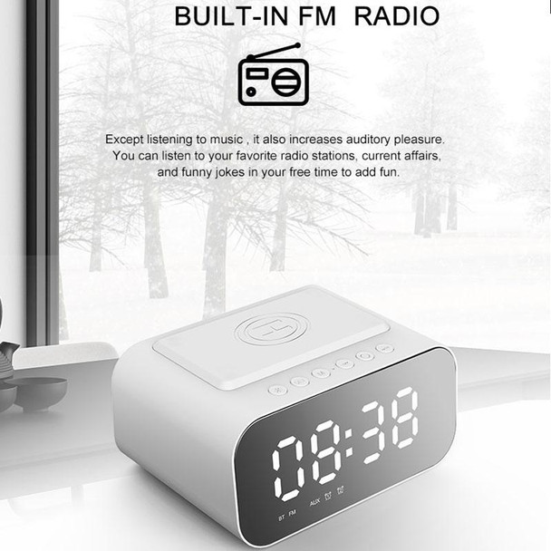 BT510 15W LED Clock Wireless Charging Bluetooth Speaker Multifunctional Smart Mirror Alarm Clock Audio(Iron Black)