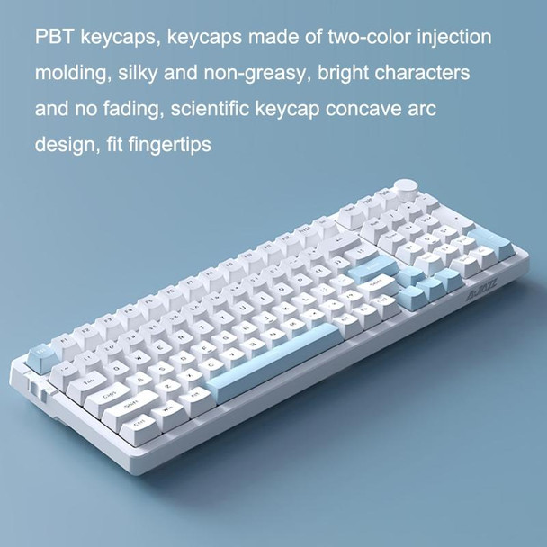 Ajazz AK992 99 Keys Wireless/Bluetooth Three-Mode Hot Swap RGB Gaming Mechanical Keyboard Red Shaft Non-light Version (Blue)